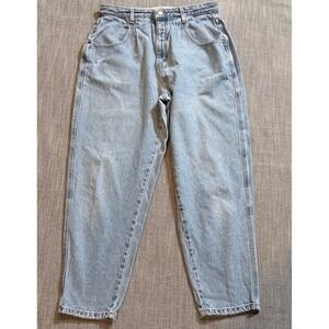 Brittania Baggy Fit Petite Jeans Light Wash Pleated High Waist Denim 16x29